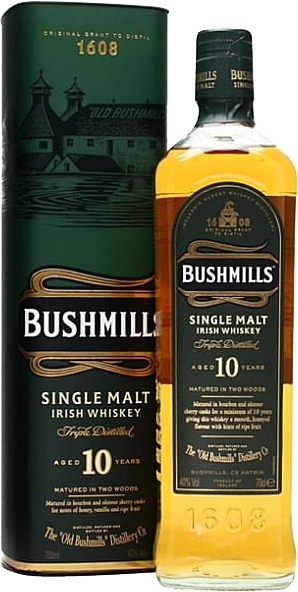 Bottle of Bushmills 10 Year Old Single Malt Irish Whiskey, 700ml