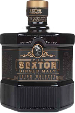 Bottle of The Sexton Single Malt Irish Whiskey in black glass, 700ml