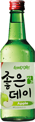 Bottle of Good Day Apple Soju 360ml, a Korean fruit-flavored soju