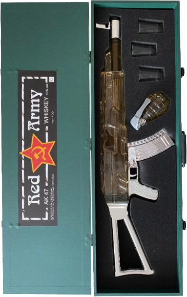 Red Army AK-47 Whiskey with Grenade & 3 Shot Glasses 700ml