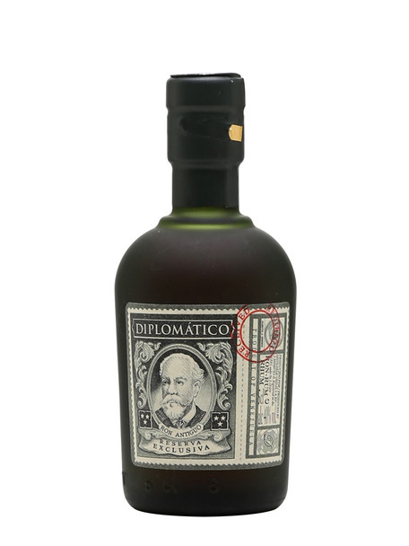 Diplomatico Reserva Exclusiva Rum 50ml bottle, aged Venezuelan rum with deep amber hue