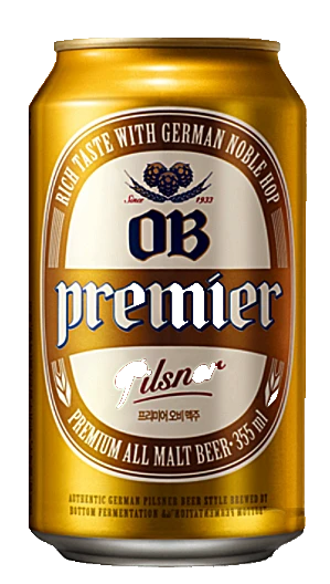 The Premier OB Pilsner Beer can, 355ml