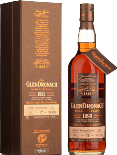 Bottle of Glendronach Single 27 Year 1993 Cask No.6735 Scotch whisky, 700ml
