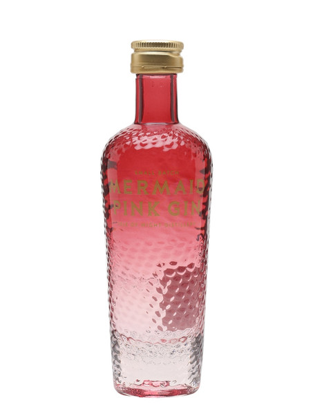 Mermaid Pink Gin Miniature 50ml bottle with vibrant pink hue