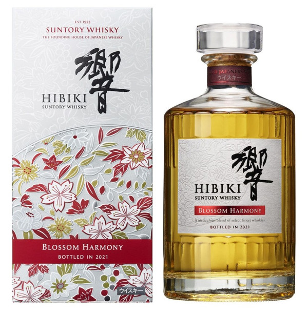 Hibiki Blossom Harmony Limited Edition 2021 700ml bottle with floral cherry blossom motif design
