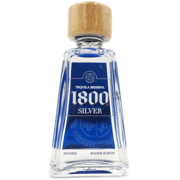 1800 Silver Tequila Miniature 50ml bottle made from 100% Blue Weber Agave