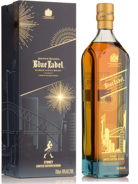 Johnnie Walker Blue Label Sydney Limited Edition Blended Scotch Whisky bottle, 1000ml, with Sydney skyline packaging