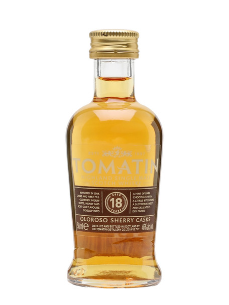 Tomatin 18 Year Old Miniature 50ml Highland single malt Scotch whisky bottle