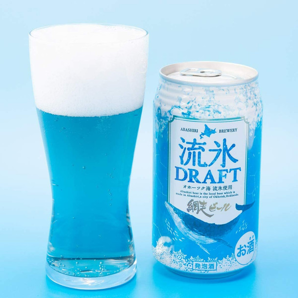 Six-pack of Abashiri Draft 350ml Japanese beer bottles from Hokkaido