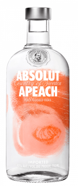 Absolut APeach Vodka 700ml bottle with vibrant peach label