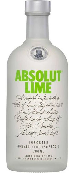 Absolut Lime vodka 700ml bottle with green accents and minimalist label