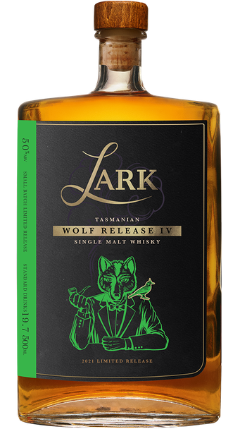 Bottle of Lark Wolf Release IV 2021 500ml Tasmanian single malt whisky