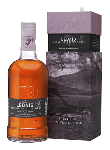 Bottle of Ledaig 1998 Marsala Cask Finish 21 Year Old single malt Scotch whisky, 700ml