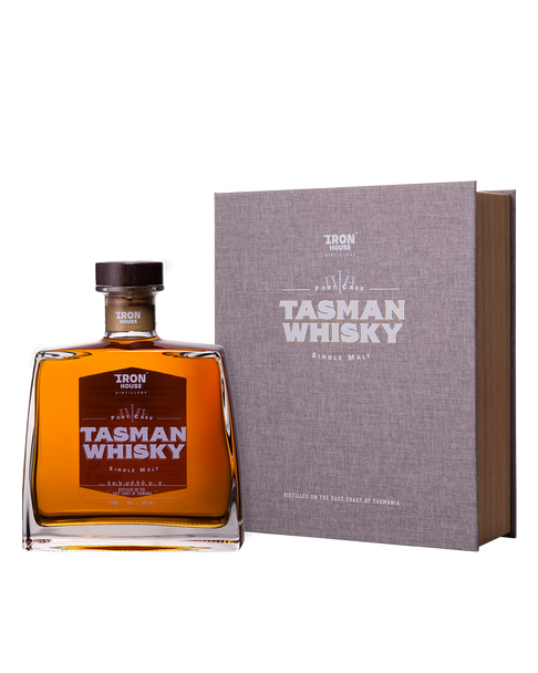 Bottle of Iron House Port Cask Tasman Whisky 700ml in its gift box
