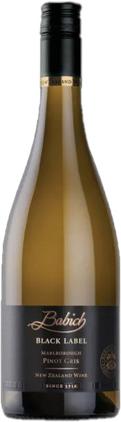 Bottle of Babich Black Label Pinot Gris 750ml, a Marlborough New Zealand white wine