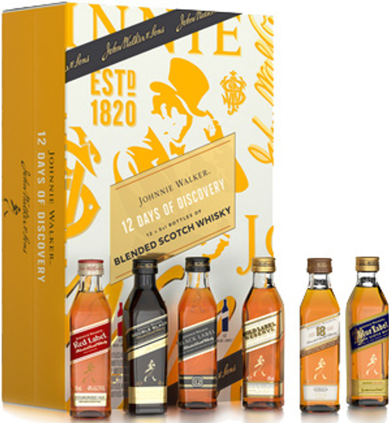 Johnnie Walker 12 Days of Discovery Calendar 2021 - 12 x 50ml Miniatures