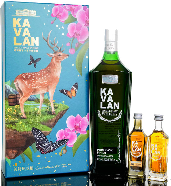 Kavalan Port Cask Finish Single Malt Whisky " Sika Deer "  Gift Set 700ml + 2 x 50ml