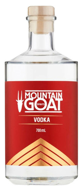Bottle of Mountain Goat Vodka 700ml with sleek silhouette and distinctive label