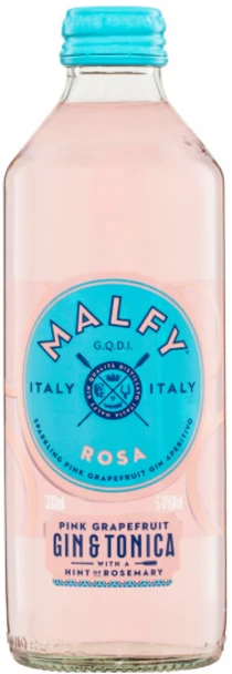 Case of 24 Malfy Rosa Gin Tonica 300ml cans, Italian gin with pink grapefruit