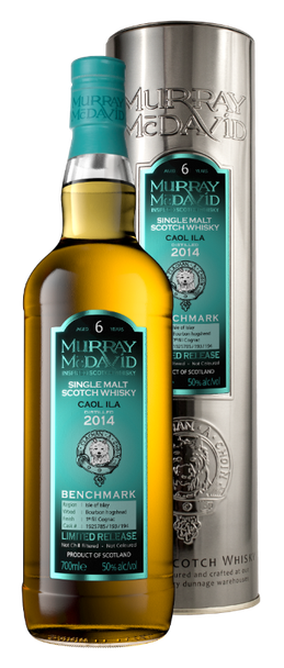 Bottle of Murray McDavid Benchmark Caol Ila 6YO 2014 peated Islay whisky, 700ml