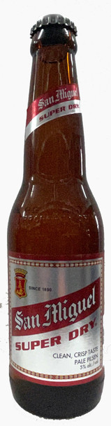 Pack of 24 San Miguel Super Dry lager bottles, 330ml each