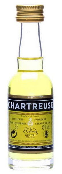 Chartreuse Liqueur Miniature 30ml bottle with vibrant green herbal liqueur