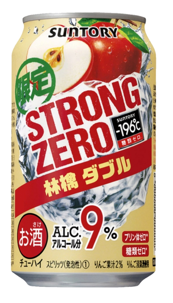 Suntory -196C Strong Zero Red Apple 9% alcohol 350ml can, pack of 24