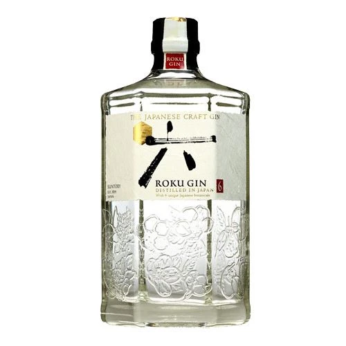 Suntory Roku Gin 200ml hexagonal bottle with washi paper label and Japanese calligraphy