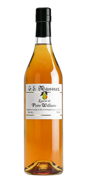 Bottle of G.E. Massenez Poire-Williams pear brandy, 25% ABV, 700ml