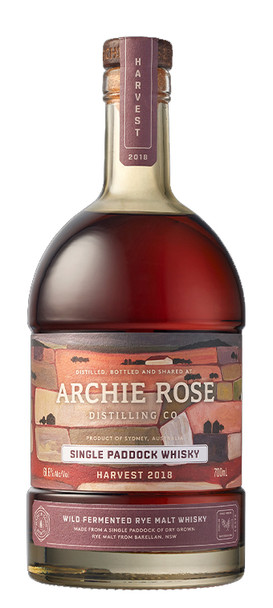 Bottle of Archie Rose Single Paddock Whisky Harvest 2018 700ml, an Australian single paddock whisky