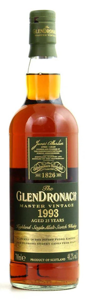 Bottle of Glendronach 1993 Master Vintage 25YO single malt whisky, 700ml