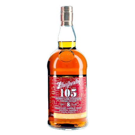 Bottle of Glenfarclas 105 Sherry Cask Strength 8 Year Old single malt whisky, 1 litre