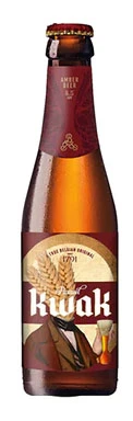 Bottle of Kwak 330ml Belgian amber beer, part of a 24-pack