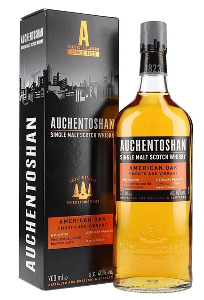 Bottle of Auchentoshan American Oak Scotch Whisky 700ml, single malt aged in American oak casks