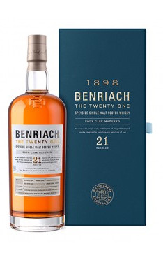 Bottle of Benriach 21 Year Old Speyside single malt Scotch whisky, 700ml