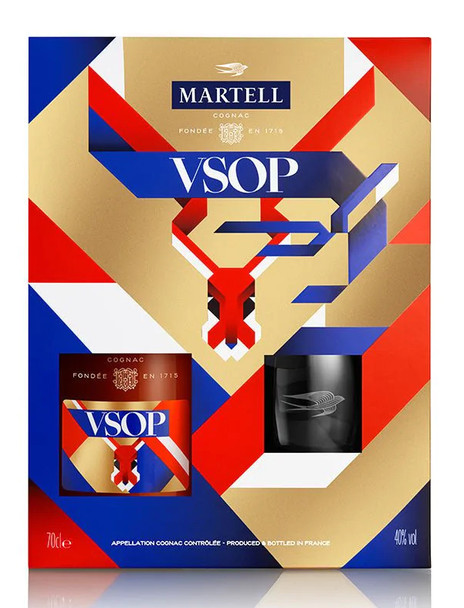 Martell VSOP Cognac 700ml bottle with limited edition 2023 glass pack