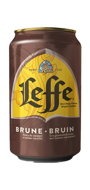 Leffe Brune Dark Ale 330ml cans, pack of six, Belgian beer