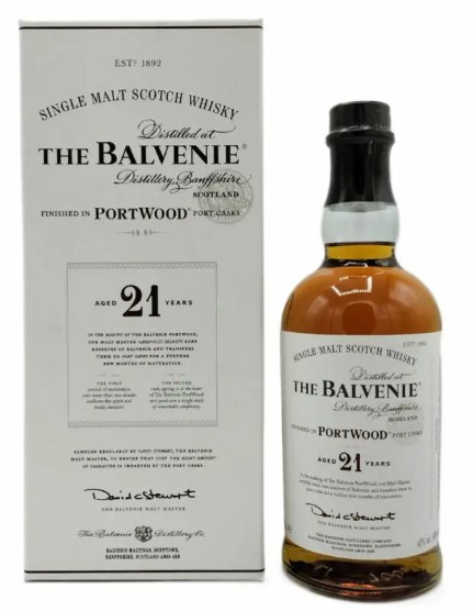 Bottle of Balvenie 21 Year Old Portwood single malt Scotch whisky, 700ml