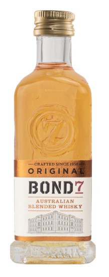 Bond 7 Whisky 50ml bottle, a smooth blend with caramel and oak notes