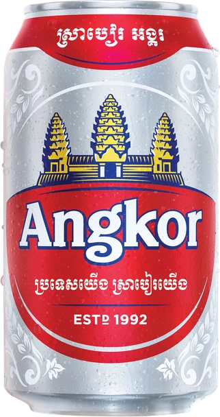 Angkor Beer 330ml cans in a 6 pack, Cambodia's popular lager