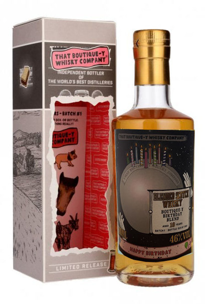 Bottle of That Boutique-y Birthday Blend 10YO blended whiskey, 500ml