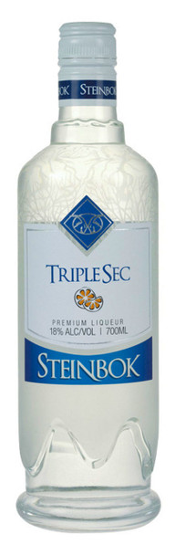 Bottle of Steinbok Triple Sec 700ml orange liqueur with amber hue