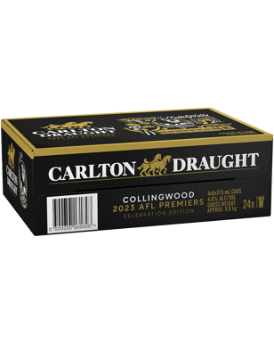 Case of Carlton Draught Collingwood Premiers Limited Edition Cans 2023