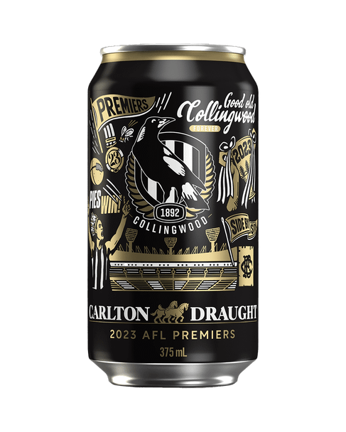 Carlton Draught Collingwood Premiers Limited Edition Cans 2023, 6 pack
