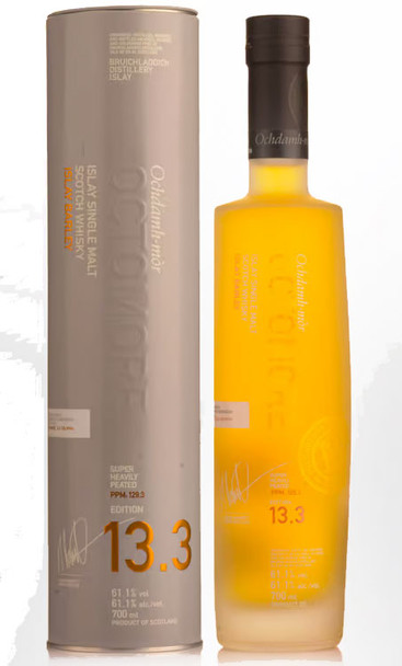 Bottle of Octomore 13.3 Cask Strength Islay single malt whisky, 700ml