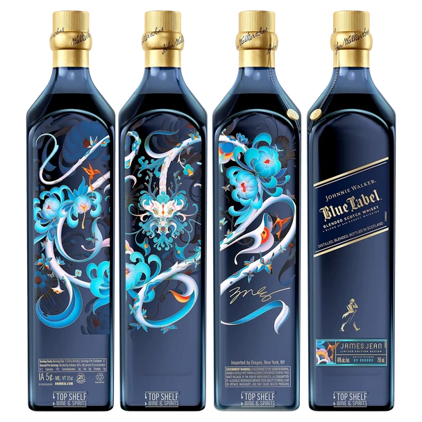 Johnnie Walker Blue Label Year of the Dragon 2024 750ml bottle with James Jean Wood Dragon artwork