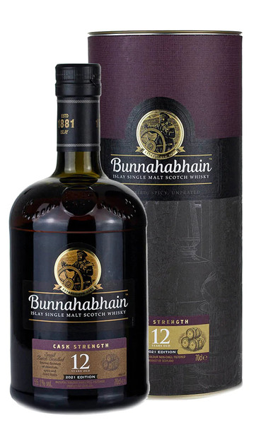 Bottle of Bunnahabhain 12 Year Old 2023 Cask Strength Islay single malt whisky, 700ml