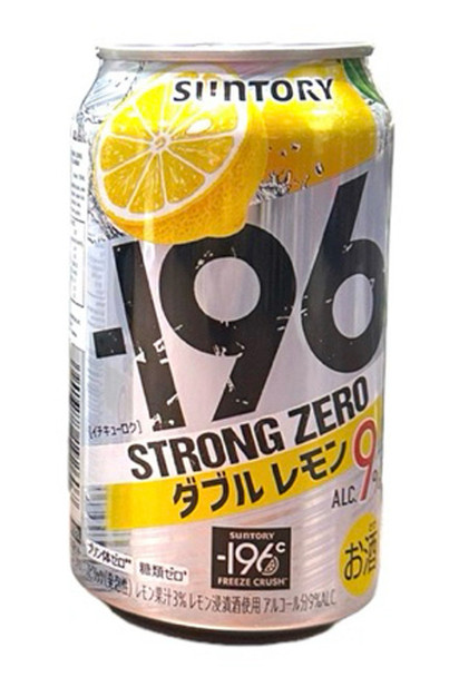Suntory -196C Strong Zero Double Lemon 9% 350ml cans, pack of 24