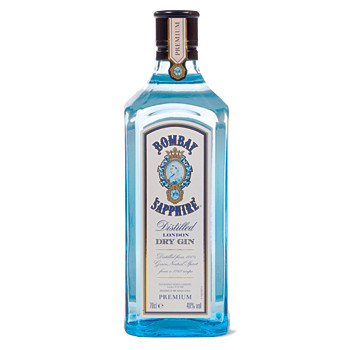 Bombay Sapphire English Gin 700ml bottle with signature blue glass