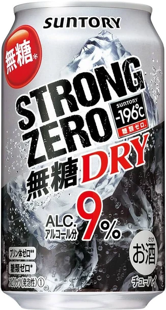 Suntory -196 Strong Zero Dry Highball 9% 350ml cans, 4 pack, made in Japan
